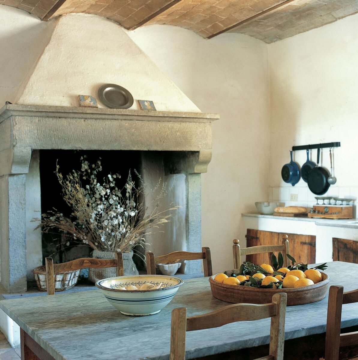  A substantial Italian farmhouse is restored and furnished in minimalist style while being sympathetic to the building’s history in \Hidden Homes of Tuscany &amp; Umbria'.