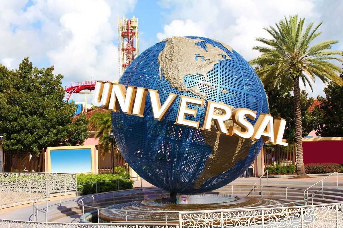 Universal Studios' globe sign at its entrance; Orlando, Florida.