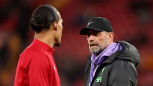 <p>LIVERPOOL, ENGLAND - SEPTEMBER 27: Virgil van Dijk of Liverpool speaks to Juergen Klopp, Manager of Liverpool, prior to the Carabao Cup Third Round match between Liverpool and Leicester City at Anfield on September 27, 2023 in Liverpool, England. (Photo by Matt McNulty/Getty Images)</p>