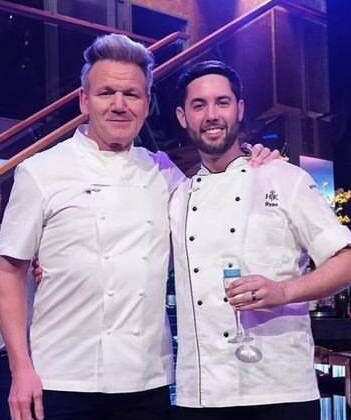 Chef Ryan O'Sullivan with Gordon Ramsay on the set of Hell’s Kitchen USA. Picture: Instagram/chef_sull