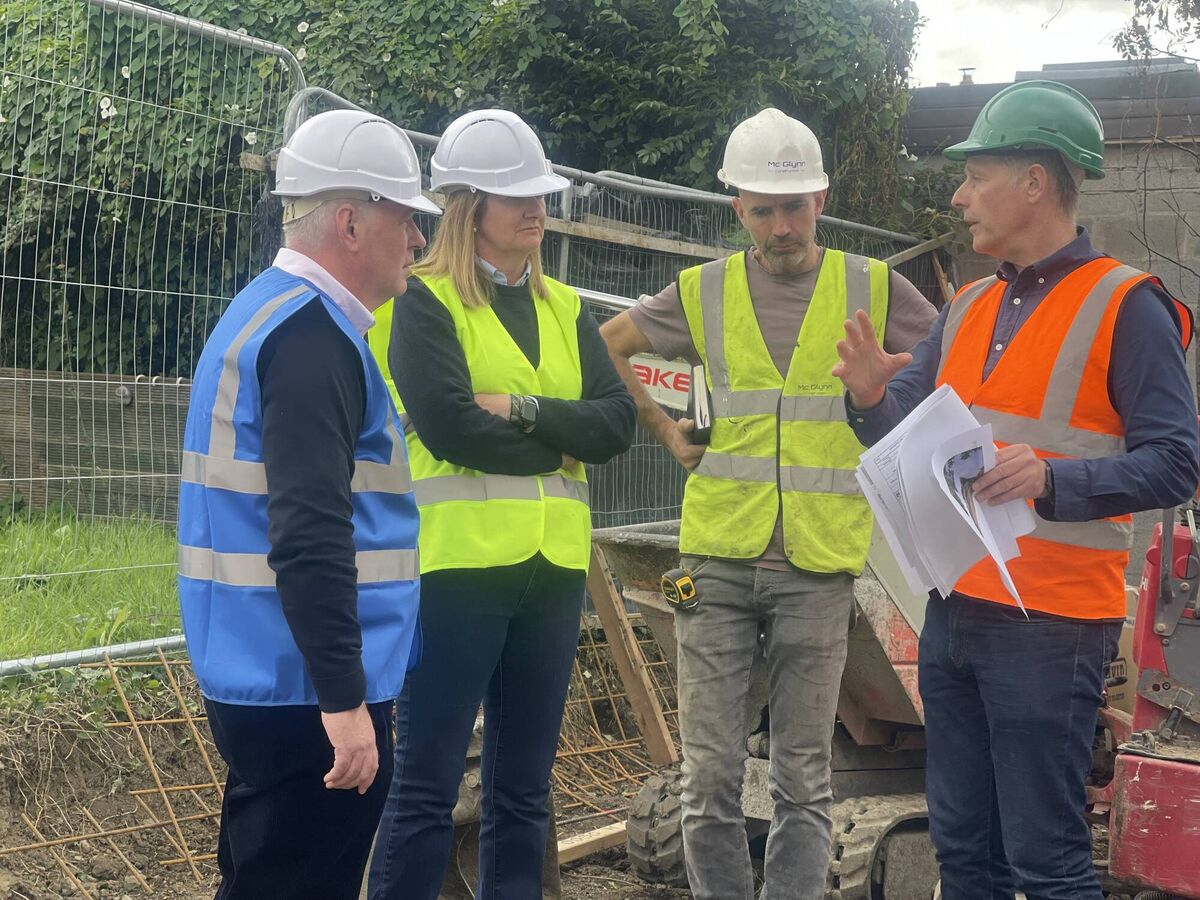 David Mooney and Ann Brannigan discussing the build with Dermot Bannon. David Mooney and Ann Brannigan discussing the build with Dermot Bannon.
