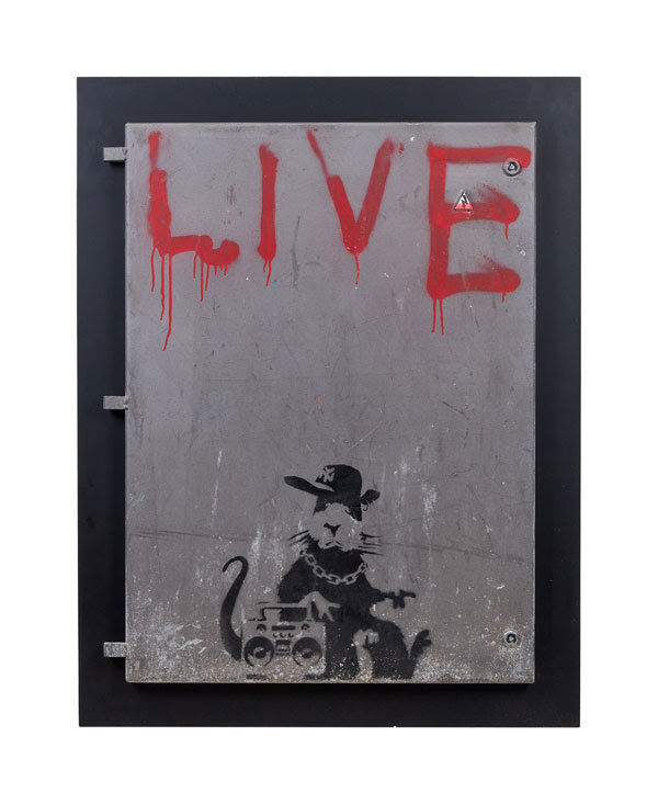 'Gangsta Rat Live' by Banksy at Julien's. 'Gangsta Rat Live' by Banksy at Julien's.