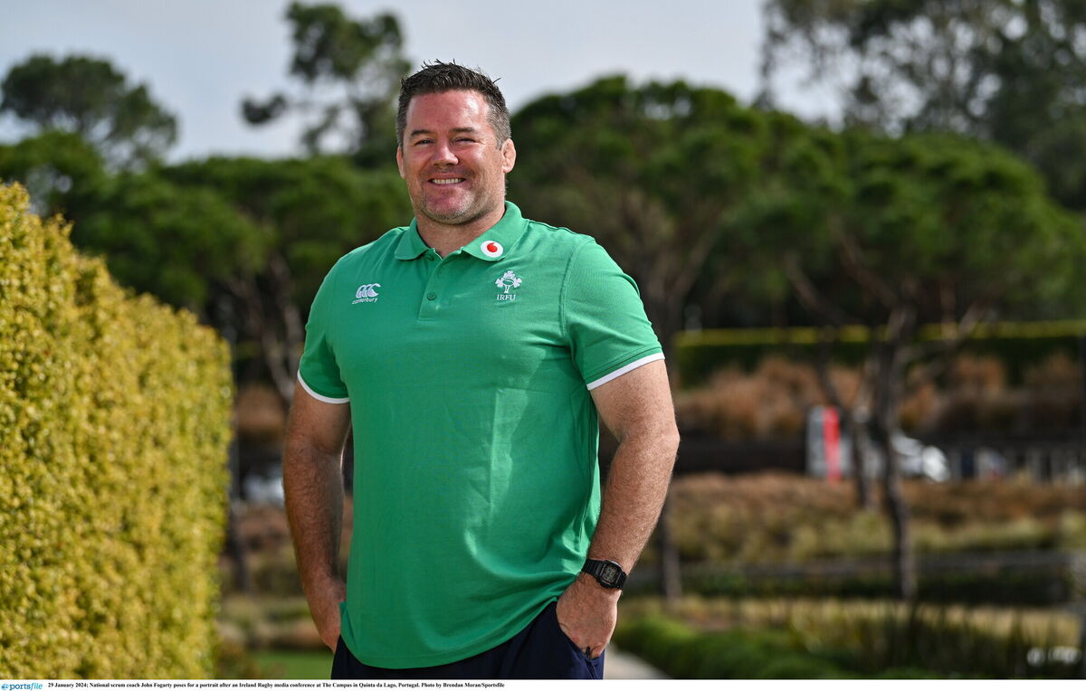 National scrum coach John Fogarty poses for a portrait after an Ireland Rugby media conference at The Campus in Quinta da Lago, Portugal. Photo by Brendan Moran/Sportsfile National scrum coach John Fogarty poses for a portrait after an Ireland Rugby media conference at The Campus in Quinta da Lago, Portugal. Photo by Brendan Moran/Sportsfile