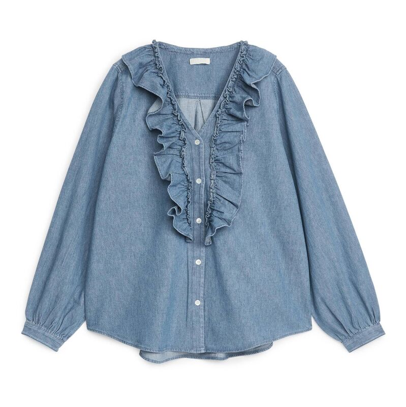 Denim Frill Blouse, €89, Arket