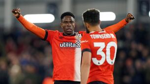 <p>Luton Town's Chiedozie Ogbene celebrates. Photo credit: Joe Giddens/PA Wire.</p>