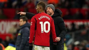 <p>Erik ten Hag says his players have to be disciplined on and off the pitch as the Manchester United boss looks to move on from Marcus Rashford's reported Belfast escapades. Photo credit: Martin Rickett/PA Wire.</p>