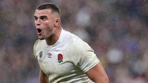 <p>Ben Earl of England shouts instructions during the Rugby World Cup match against South Africa at Stade de France.</p>