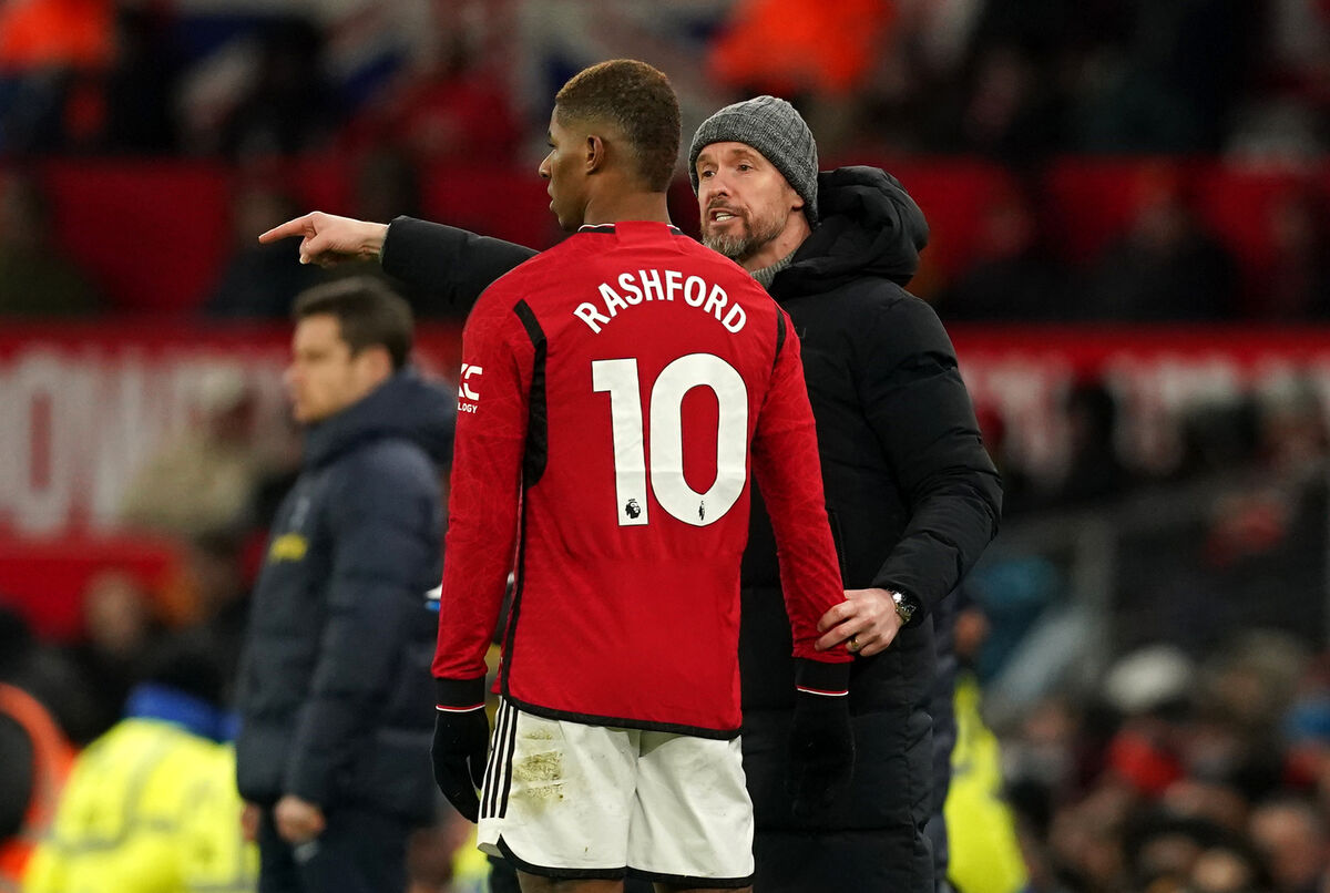Erik ten Hag with Marcus Rashford.