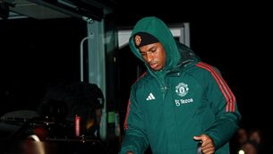 <p>Manchester United's Marcus Rashford arrives at the stadium ahead of the Premier League match at the Molineux Stadium.</p>