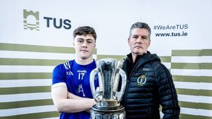 <p>FINAL STEP: Nenagh CBS Captain Darragh McCarthy and Manager Donach O'Donnell at the TUS Dr. Harty Cup Final. Pic: Keith Wiseman</p>