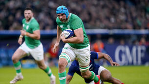 Tadhg Beirne claimed the second of Ireland’s five tries in Marseille (Andrew Matthews/PA)