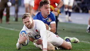 <p>England’s Elliot Daly scores his side’s first try (Adam Davy/PA)</p>