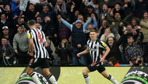 <p>Newcastle United's Harvey Barnes celebrates scoring their side's fourth goal. Picture: Owen Humphreys/PA Wire.</p>