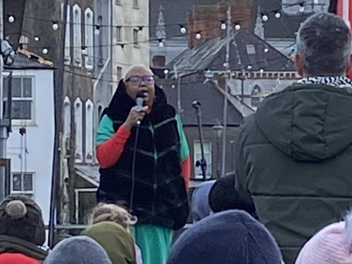 Karen Underwood at one of the marches for Gaza in Cork. 