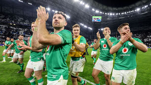 <p>NEXT JOB-FOCUSED: Ireland's Hugo Keenan, Josh van der Flier, James Lowe and Jack Crowley. Pic: Dan Sheridan, Inpho</p>