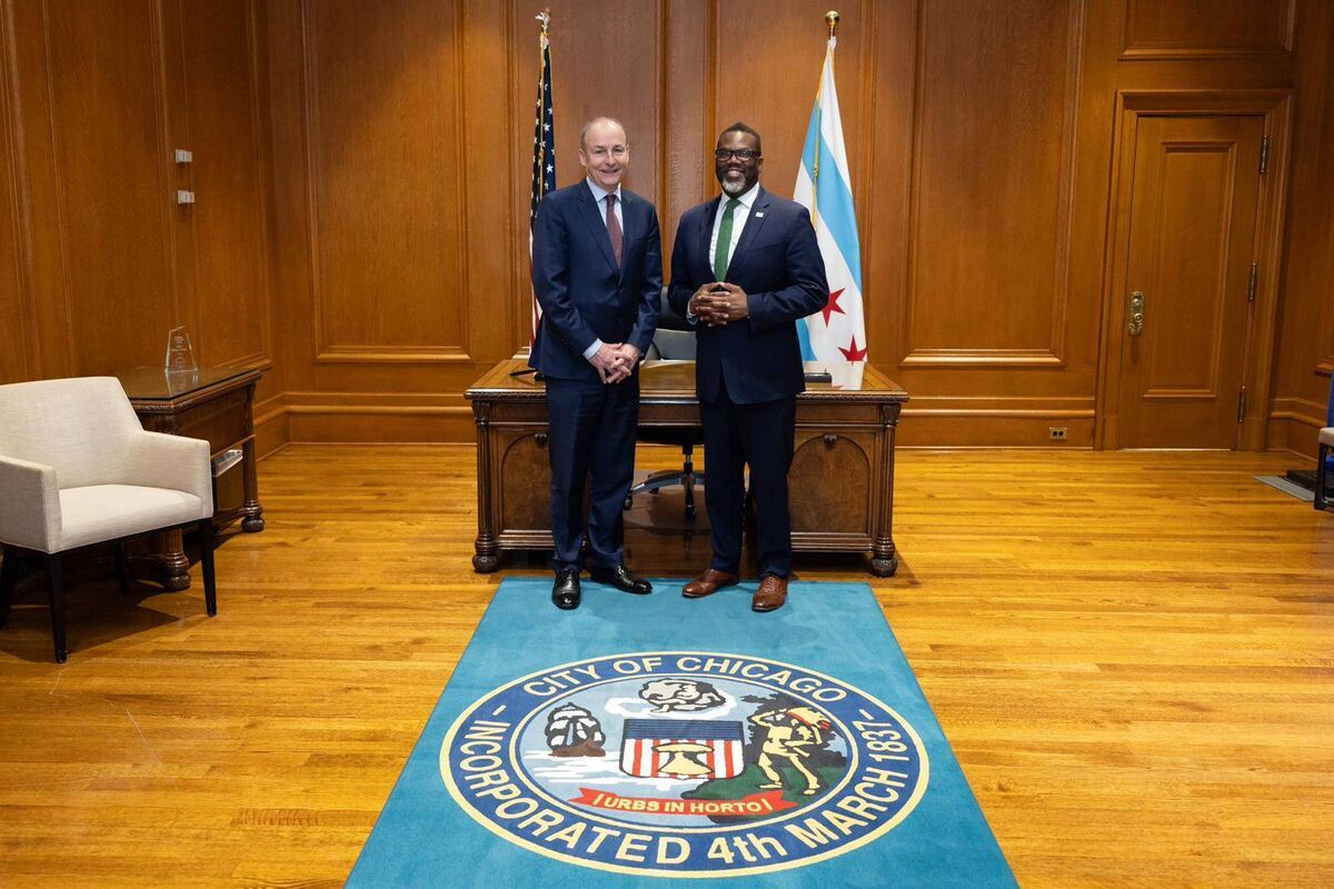 Tánaiste Micheál Martin meeting Mayor Brandon Johnson on his visit to Chicago. Tánaiste Micheál Martin meeting Mayor Brandon Johnson on his visit to Chicago.