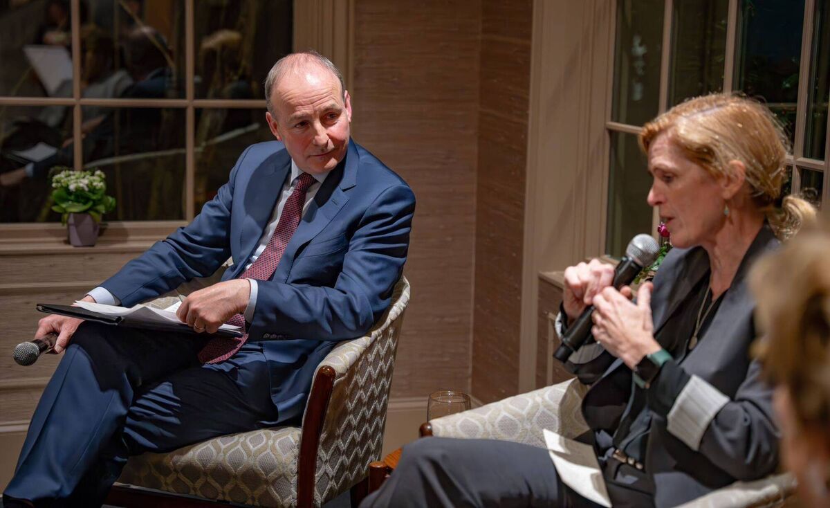 Tánaiste Micheál Martin listening to Samantha Power at a talk in the Irish Ambassador to the US's residence in Washington DC. Picture: USAid Tánaiste Micheál Martin listening to Samantha Power at a talk in the Irish Ambassador to the US's residence in Washington DC. Picture: USAid