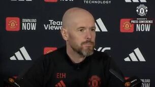 <p>SETBACK: Erik ten Hag says Lisandro Martinez's latest injury is a 'setback'. Pic credit: Hayters.</p>