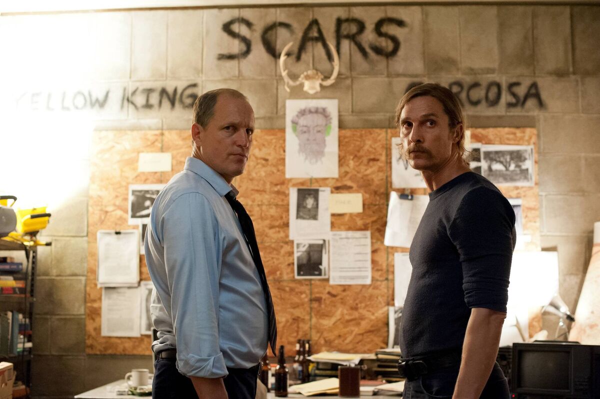 Woody Harrelson and Matthew McConaughey in season 1 of True Detective. Woody Harrelson and Matthew McConaughey in season 1 of True Detective.