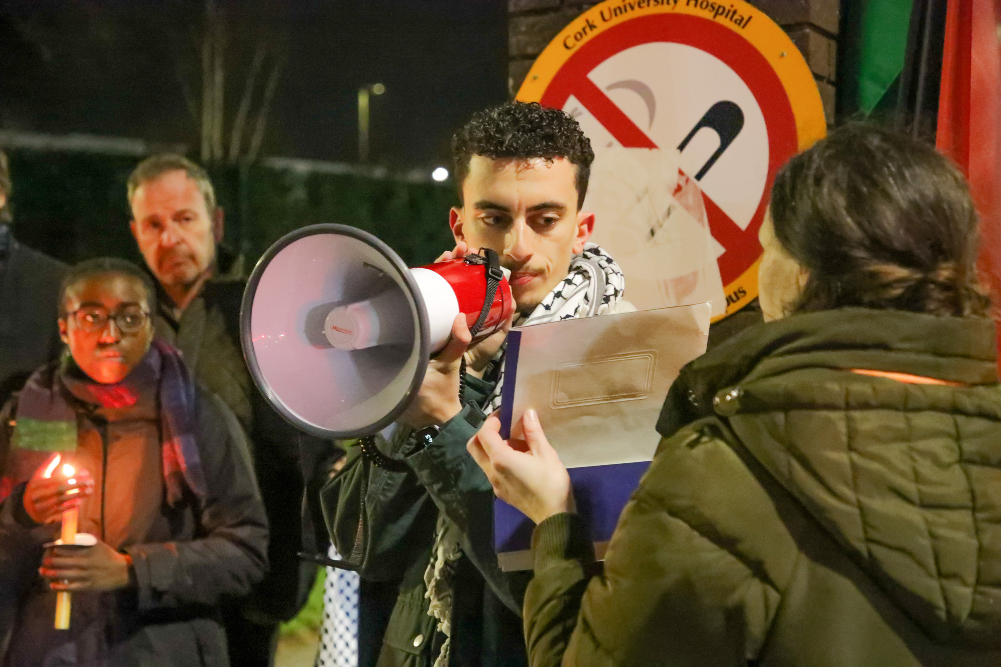  At the vigil at Cork University Hospital, medical student Yazan Mustafa was one of those who read the the roll call of over 400 medics and healthcare workers who have been killed in Gaza. Picture: David Creedon 