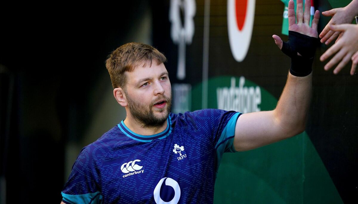 WARM-UP: Ireland's Iain Henderson makes his way out onto the pitch to warm up. Photo credit: Niall Carson/PA Wire.