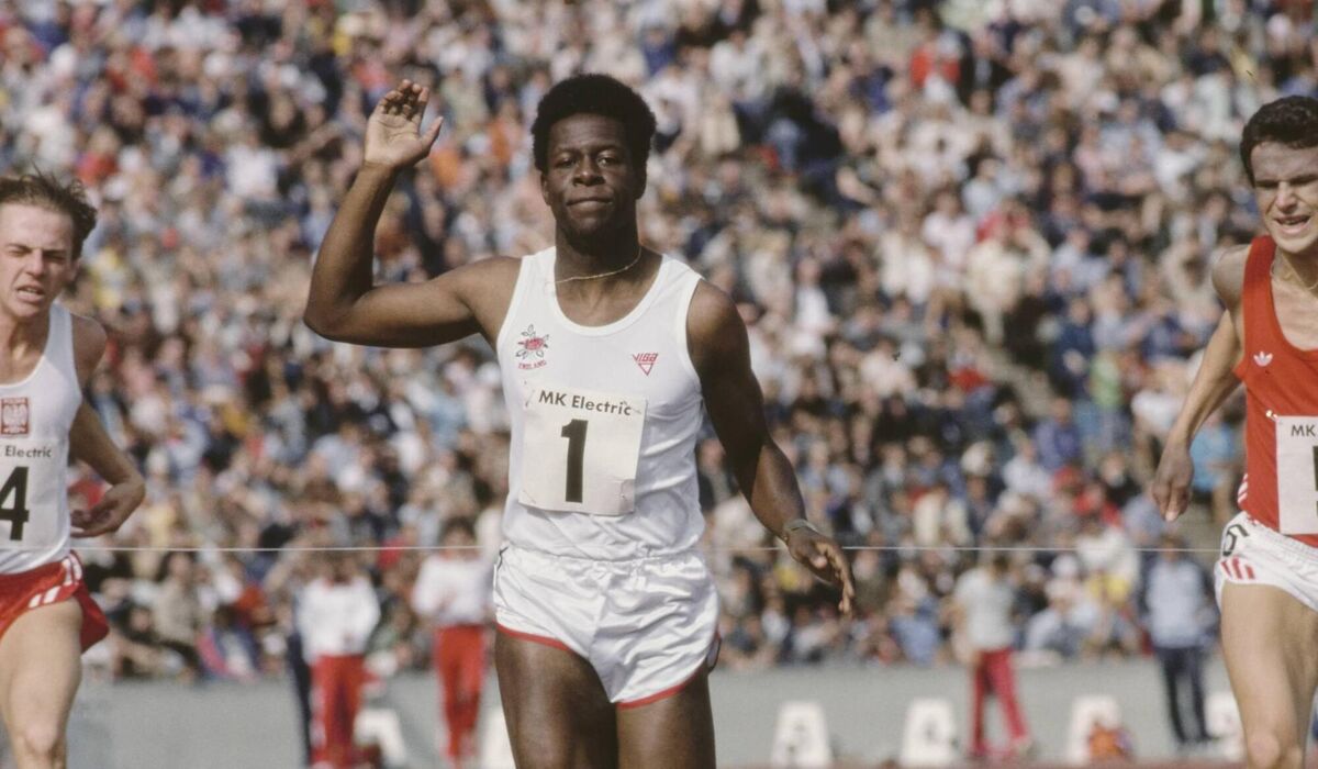 Mike McFarlane winning the Men's 100 Metres at Crystal Palace in 1979