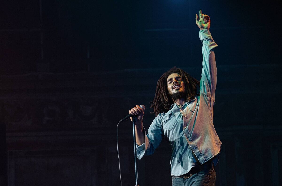 Kingsley Ben-Adir in a scene from Bob Marley: One Love. Kingsley Ben-Adir in a scene from Bob Marley: One Love.
