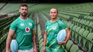 <p class="contextmenu internal_Caption">SLAM-HUNTING: Ireland back-row, Caelan Doris and Ireland Women’s Sevens Player, Vikki Wall as they were unveiled as the newest Lucozade Sport Athletes. Pic: Dan Sheridan, Inpho</p>