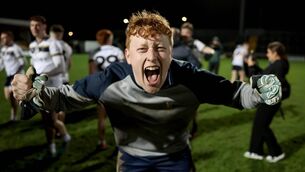 <p>SWEET MEMORIES; Ulster University keeper Ronan McGeehin celebrates after the final in Tralee. Pic: Morgan Treacy, Inpho</p>