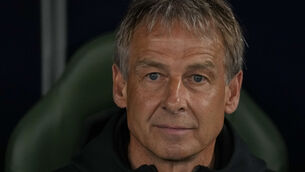 <p>GONE: South Korea's coach Jurgen Klinsmann looks out from the bench prior the Asian Cup Round of 16 soccer match between Saudi Arabia and South Korea. Pic: Thanassis Stavrakis, AP</p>