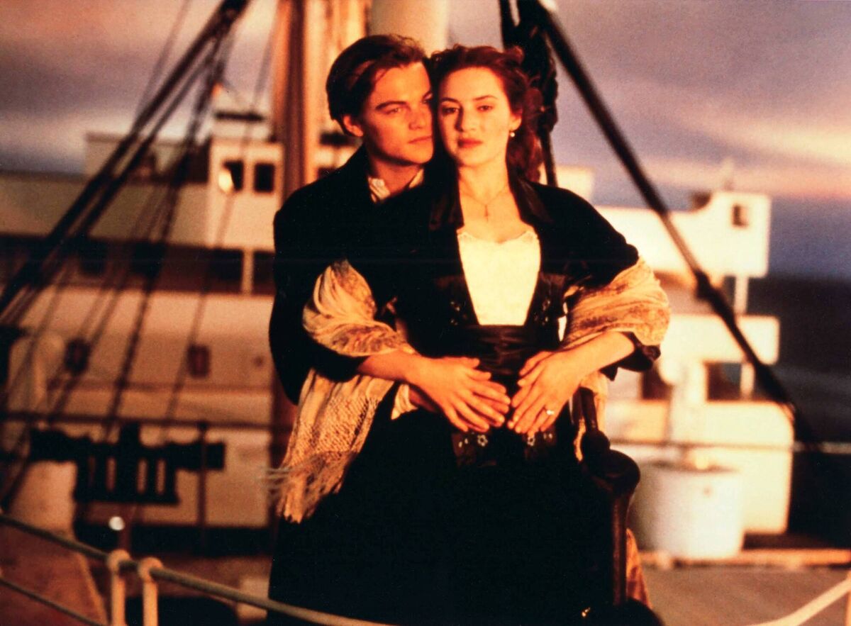 Kate Winslet alongside Leonardo DiCaprio in James Cameron’s blockbuster movie Titanic.