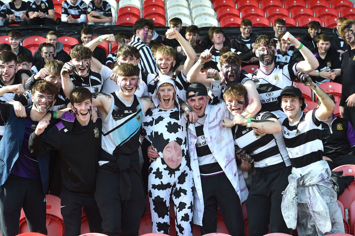  PBC cheer leaders urge on their side against St Munchin’s in their Pinergy Munster School Boys Senior Cup semi-final match at Virgin Media Park, Cork. Picture Dan Linehan