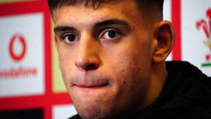 <p>FOCUSED: Wales' Dafydd Jenkins during a press conference at the Vale Resort.</p>