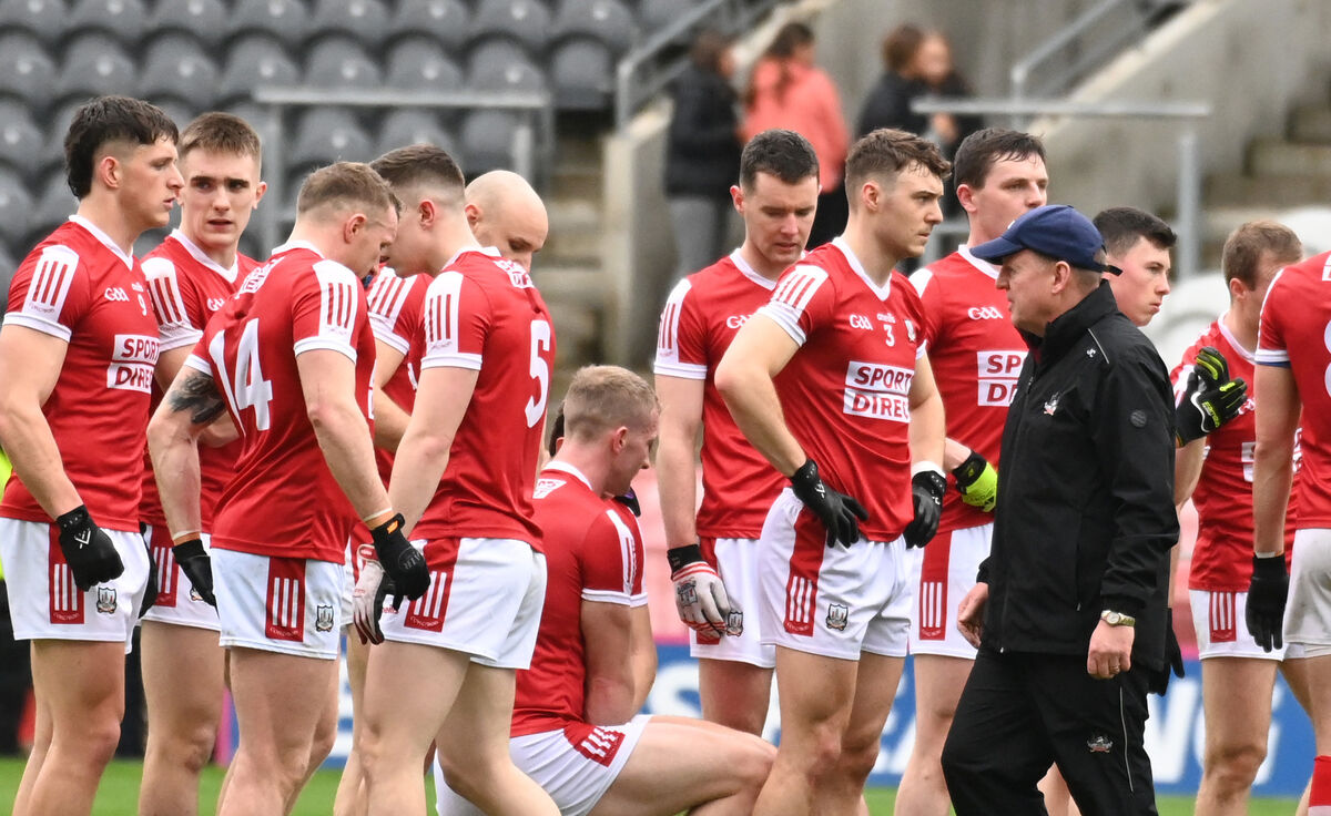 Cork manager John Cleary and his team against Cavan during the Allianz NFL division 2 at SuperValu Pairc Ui Chaoimh . Picture; Eddie O'Hare