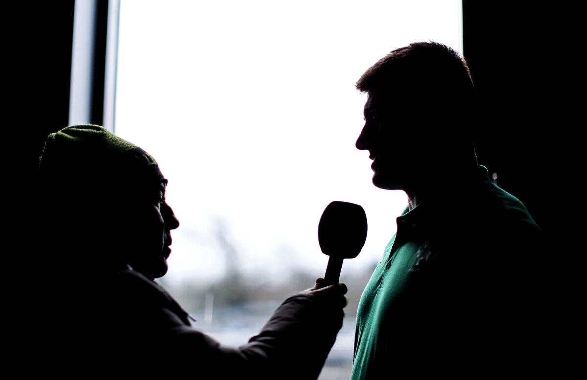 Dan Sheehan speaking with a reporter. Pic Credit: Dan Sheridan, Inpho. Dan Sheehan speaking with a reporter. Pic Credit: Dan Sheridan, Inpho.