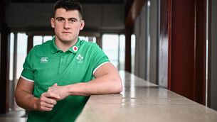 <p>NO STANDING STILL: Dan Sheehan stands for a portrait during an Ireland rugby media conference at the Sport Ireland Campus Conference Centre in Dublin. Photo by Harry Murphy/Sportsfile</p>