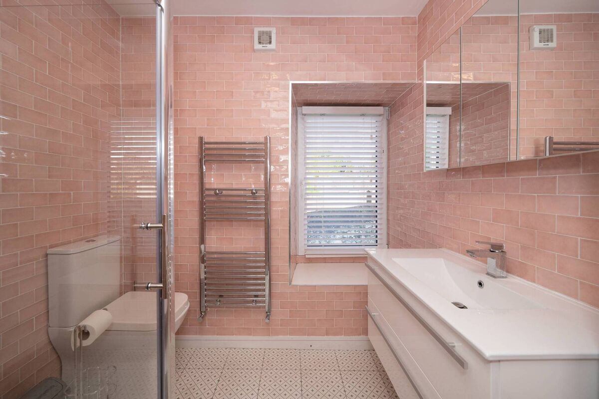 Hamlet Rose Gold tiles in the en suite Hamlet Rose Gold tiles in the en suite