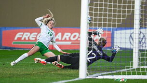<p>RULED OUT: Leanne Kiernan of Republic of Ireland scores a goal past Italy goalkeeper Katja Schroffenegger, that was subsequently disallowed.  Pic: David Fitzgerald/Sportsfile</p>