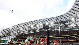 <p>UTTER DOMINANCE? Ireland’s Calvin Nash with Rio Dyer of Wales. Pic: Dan Sheridan, Inpho</p>