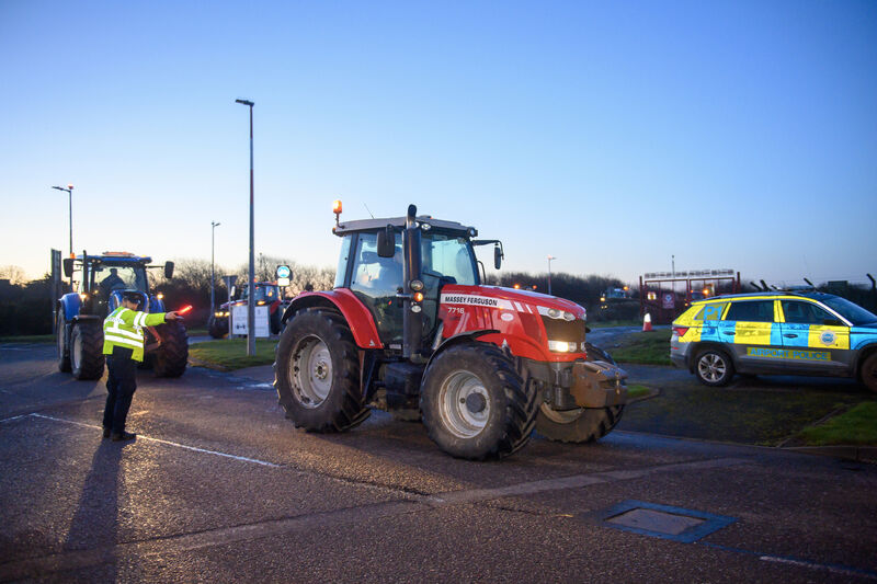 Farmers led a convoy of tractors at Cork Airport early on Monday morning as part of their campaign against the over-regulation of farming. Picture Dan Linehan Farmers led a convoy of tractors at Cork Airport early on Monday morning as part of their campaign against the over-regulation of farming. Picture Dan Linehan