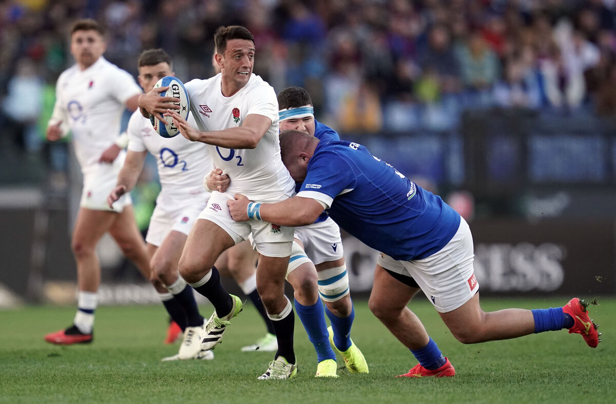 England's Alex Mitchell is tackled by Italy's Pietro Ceccarelli during the Guinness Six Nations. England's Alex Mitchell is tackled by Italy's Pietro Ceccarelli during the Guinness Six Nations.