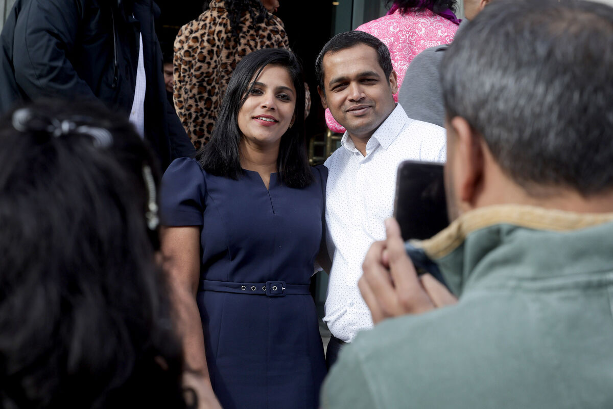 Anjaly Alias, originally from India, who received Irish citizenship on Monday, with her husband Arun Michael. Picture: Maxwell’s Anjaly Alias, originally from India, who received Irish citizenship on Monday, with her husband Arun Michael. Picture: Maxwell’s
