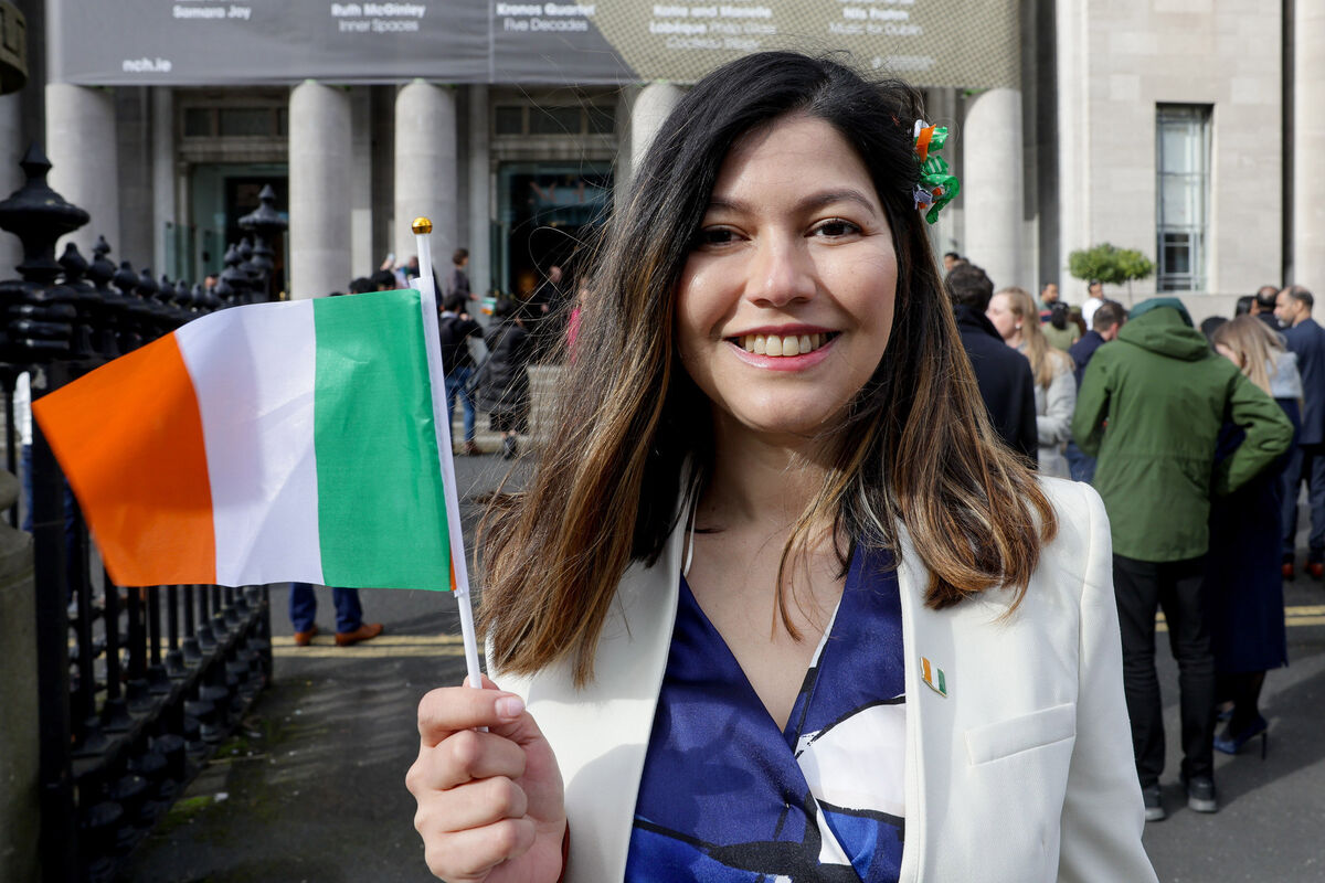 Sara Guzman, originally from Venezuela, has lived in Ireland for 13 years and received her citizenship at the National Concert Hall in Dublin on Monday. Picture: Maxwell’s Sara Guzman, originally from Venezuela, has lived in Ireland for 13 years and received her citizenship at the National Concert Hall in Dublin on Monday. Picture: Maxwell’s