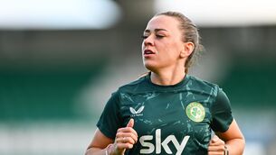 <p>Katie McCabe during a Republic of Ireland women training session at Tallaght Stadium.</p>