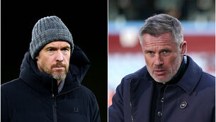 Erik ten Hag and Jamie Carragher (PA)