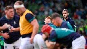 <p>WATCHING BRIEF: Ireland head coach Andy Farrell before the Guinness Six Nations Rugby Championship match against Wales. Pic: Ramsey Cardy/Sportsfile</p>