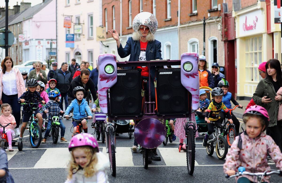 "DJ No Brakes" aka Con Horgan leading the Pedal Push Parade through Cavan town as part of Cavan Arts Festival. "DJ No Brakes" aka Con Horgan leading the Pedal Push Parade through Cavan town as part of Cavan Arts Festival.