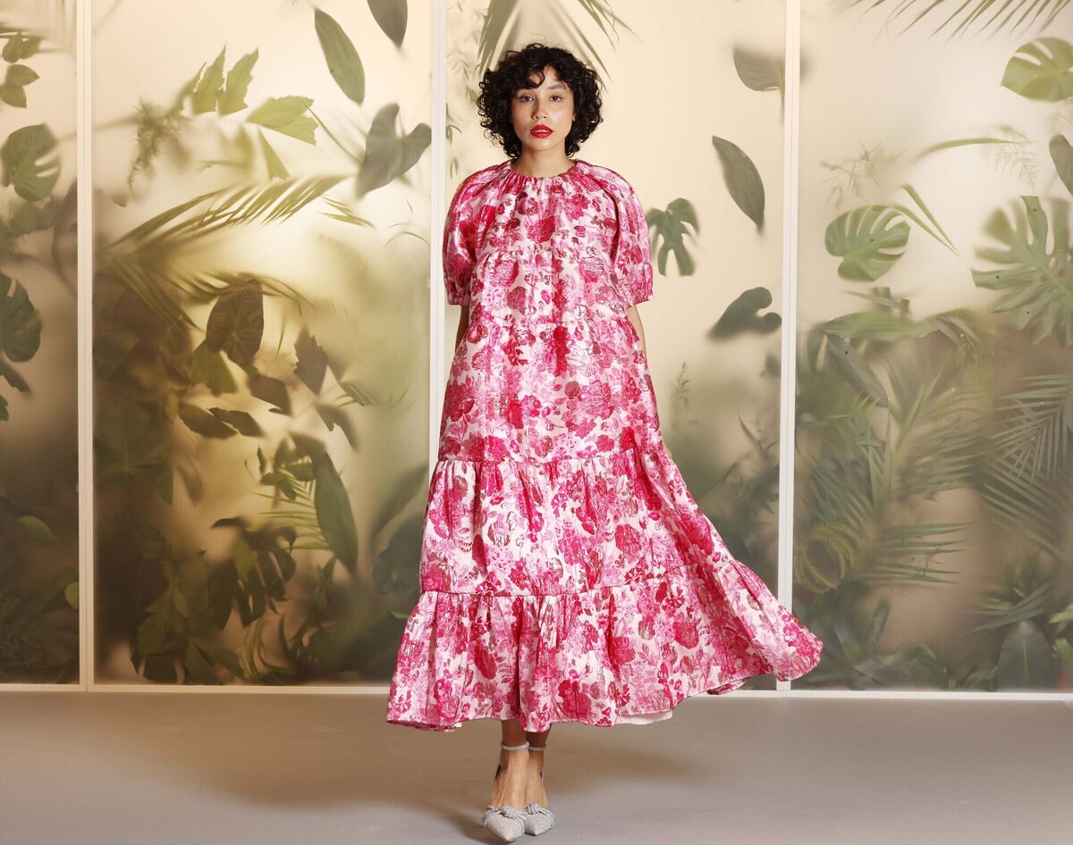 Rhayza wears pink floral dress by Sister Jane €170. Picture: Leon Farrell / Photocall Ireland