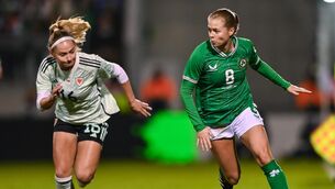 <p>NEED FOR ADAPTABILITY: Ruesha Littlejohn of the Republic of Ireland in action against Charlie Estcourt of Wales. Pic: Tyler Miller, Sportsfile</p>