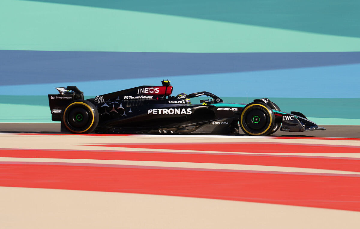Mercedes' Lewis Hamilton during the first practice session ahead of the Bahrain Grand Prix this week. Blink and you'll miss it. Photo: David Davies/PA